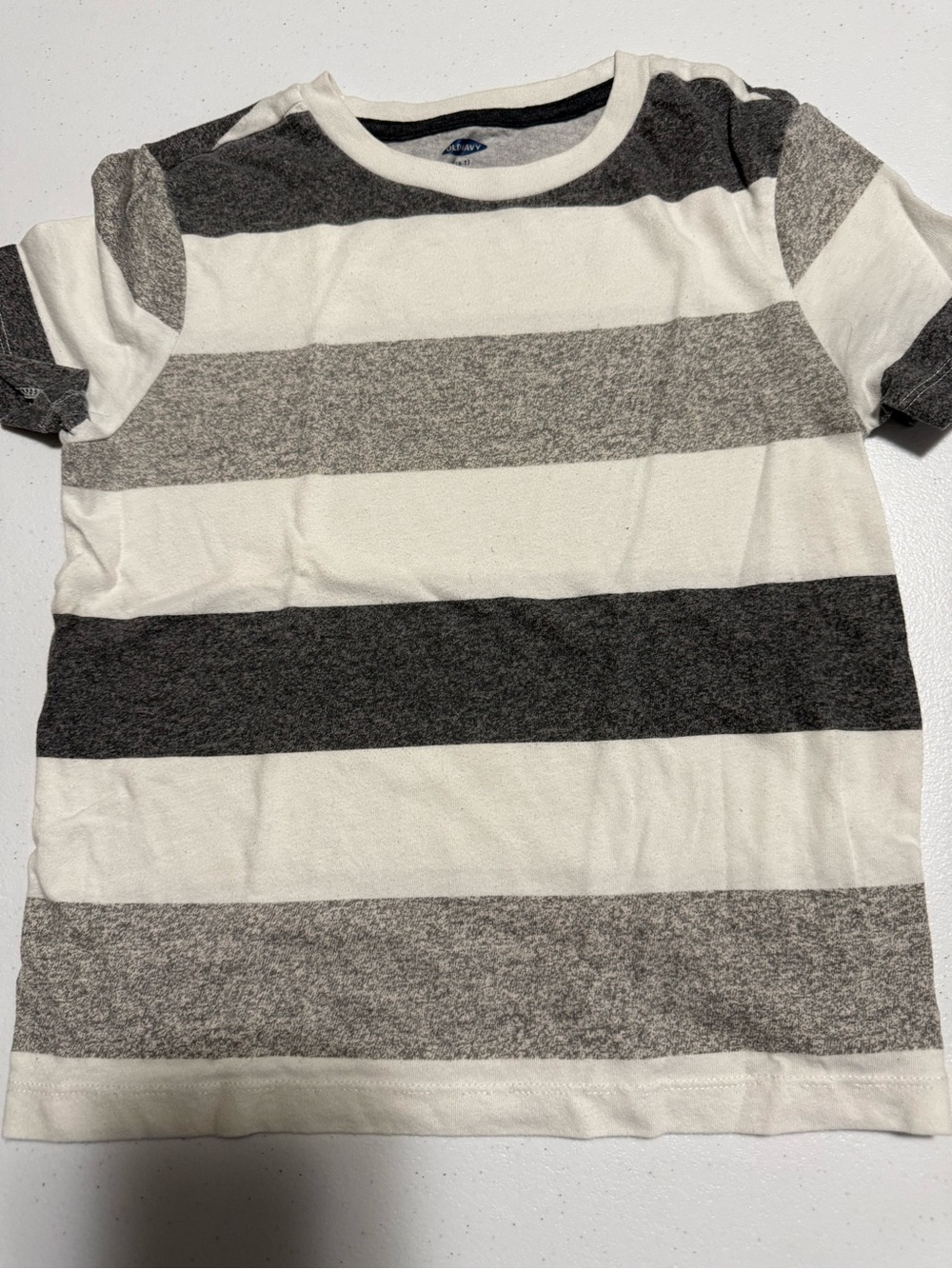 Old Navy Boys Short Sleeve Striped Tee - Gray & White